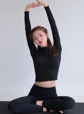 秋冬款韩国ROUTINE瑜伽长袖上衣女 高领超柔亲肤打底衣 健身运动