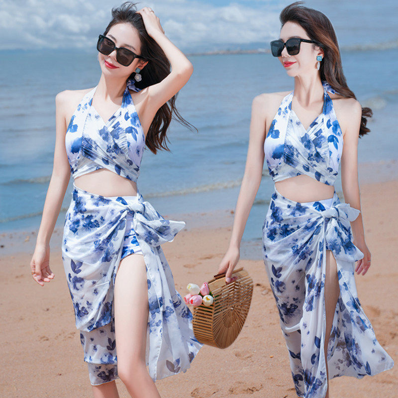 2025新款分体泳衣女海边沙滩温泉游泳套装比基尼bikini三件套泳装