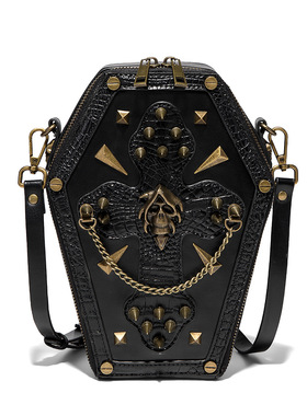 Stereoman欧洲Banned哥特lolita斜挎小包暗黑系铆钉棺材包手机包