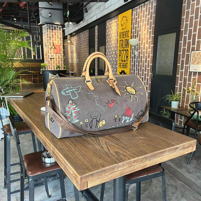 ZRVR帆布旅行包手提包轻便大容量斜挎行李包短途出差旅游包男健身