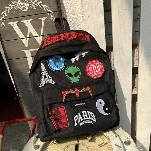 2025网红爆款书包Explorer外星人logo刺绣涂鸦双肩包男小众背包