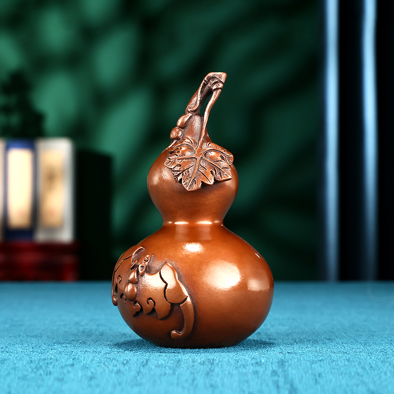 黄铜葫芦摆件手把件中式家居客厅玄关装饰品公司办公室创意礼品