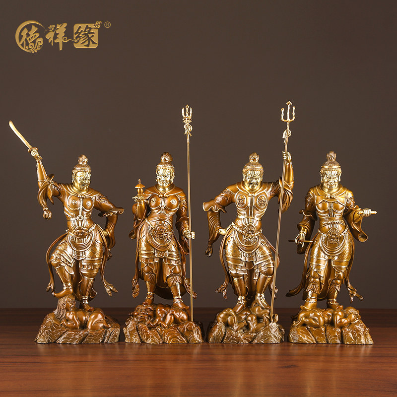 德祥缘 黄铜四大天王像摆件家居装饰品摆设客厅办公室工艺品摆件