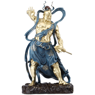 黄铜仁王力士人物摆件哼哈二将新中式家居办公室装饰品摆设礼品