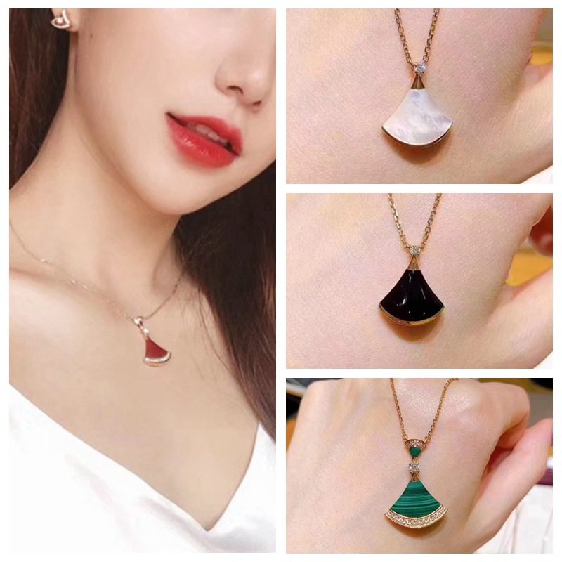 原版开模精工版s925纯银宝格丽热卖款红玛瑙裙子扇形玛瑙裙子项链