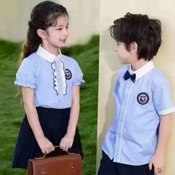 幼儿园园服夏季短袖衫六一儿童节表演小学生校服班服毕业照条纹