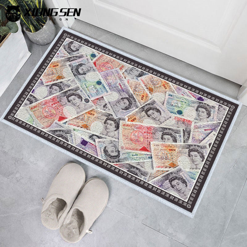 美元英镑财源滚滚很有钱港币韩元仿羊绒硅藻泥地垫入户垫家用脚垫