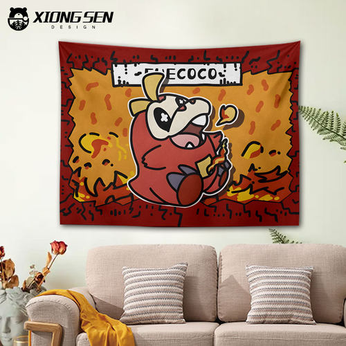 呆火鳄新叶喵润水鸭宝可梦背景布