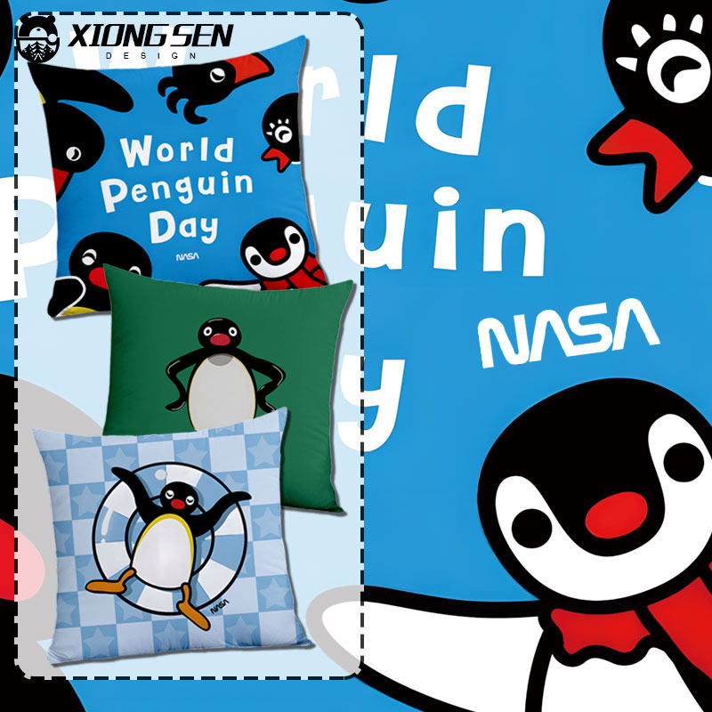 NASA联名企鹅pingu抱枕靠垫