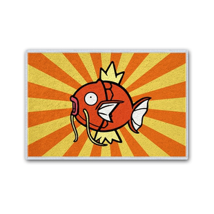 年年有鱼余鲤跃龙门鲤鱼王精灵宝可梦仿羊绒地垫玄关入户门口脚垫