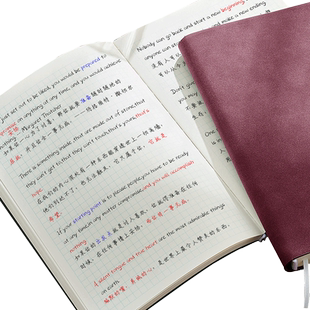 方格本A5软皮复古加厚网格笔记本子大学生课堂笔记本手绘简笔画像素简约文艺精致超厚格子日记记事思维导图本