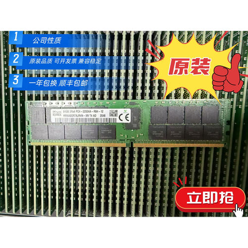 海力士 现代 SK 64GB 2RX4 PC4-3200AA服务器内存条ECC REG RDIMM