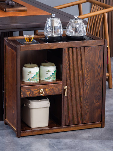 新中式实木茶桌家用客厅阳台可移动茶台办公室泡茶桌烧水一体茶几