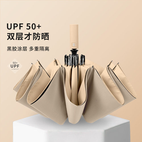 双层抗风加大黑胶晴雨伞