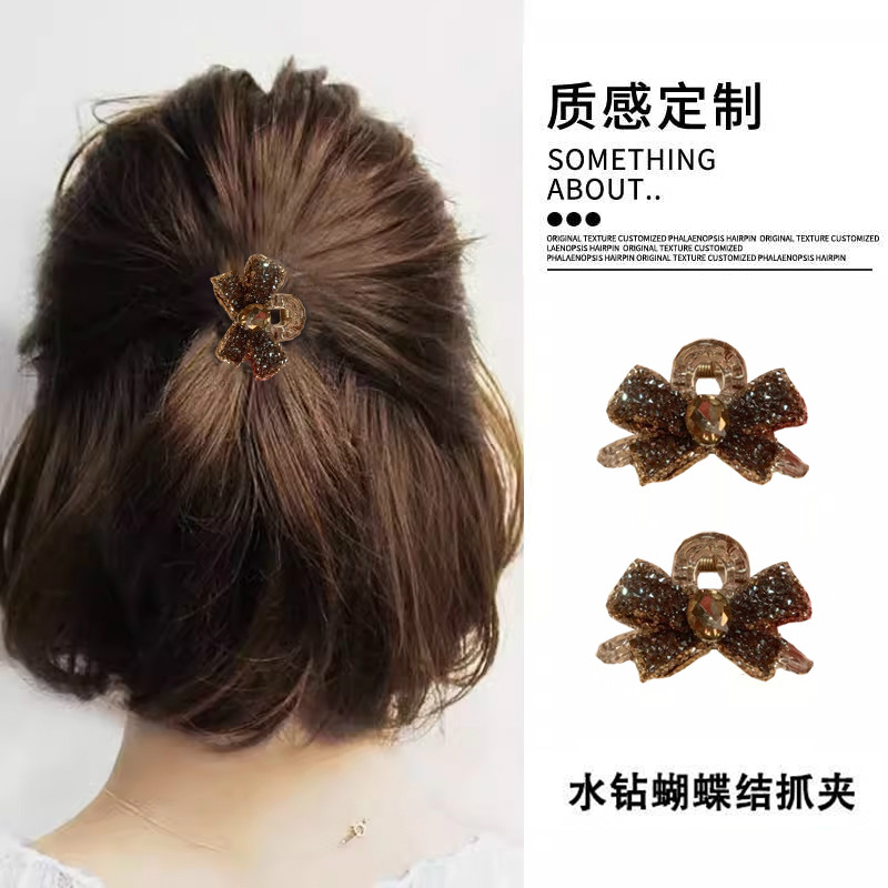 抓夹碎钻红色蝴蝶结丝绒新年新款