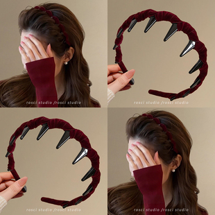 红色复古高颅顶波浪发箍女日常正反两戴2026新款头箍发卡韩系发饰