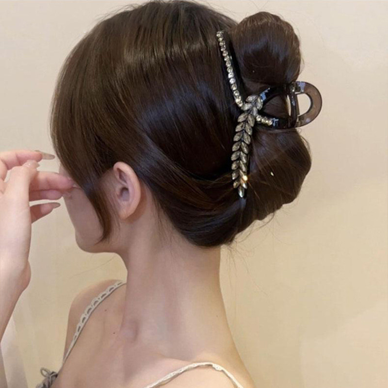 韩版满钻后脑勺麦穗抓夹大号发量大盘发发夹高级感鲨鱼夹发卡头饰