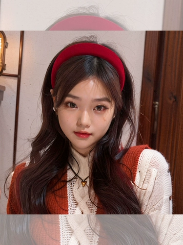 Красный высокий черепная повязка на голове 2025 Новый год высокая бархатная шпилька осень осень и зимняя шпилька для волос.