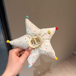 韩系彩色波点五角星抓夹女高级感充棉大号发量多精致后脑勺鲨鱼夹