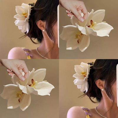 早春度假风超仙花朵发夹女2026新款抓夹头饰森系发饰后脑勺鲨鱼夹