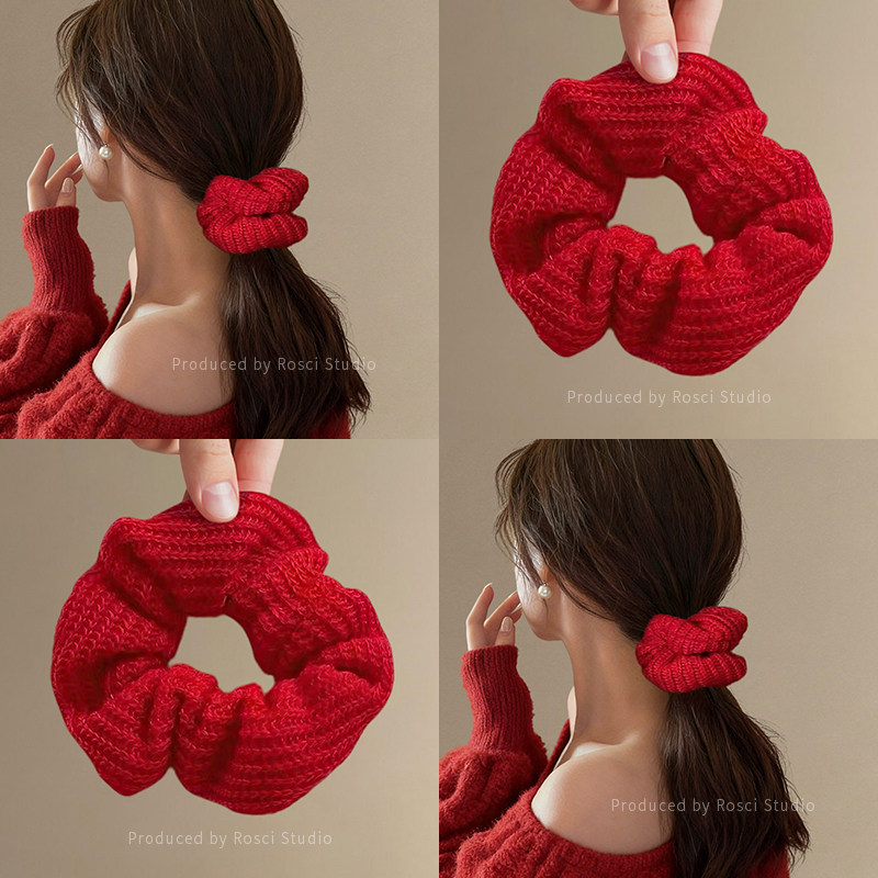 新年针织红色大肠发圈女2026新款高弹力耐用扎马尾头发绳皮筋发饰,饰品/流行首饰/时尚饰品新,发饰,淘宝优惠券,粉丝福利购,淘宝优惠卷