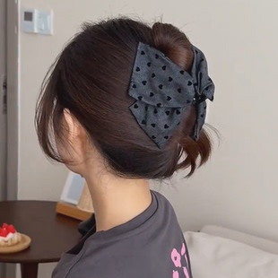 法式爱心波点三角抓夹女高级感2026新款饱满后脑勺鲨鱼夹半扎发饰