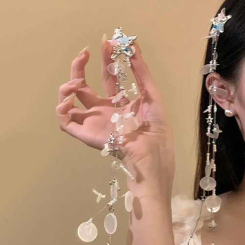 甜酷风彩色贝壳珍珠星星流苏发夹女2026新款高级感侧边夹小众发饰