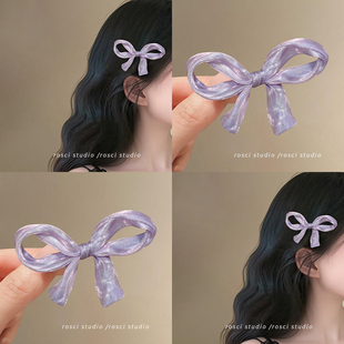 超仙流光网纱蝴蝶结发夹女2025新款高级感韩系刘海碎发侧边鸭嘴夹