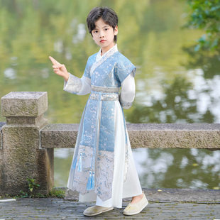 男童汉服儿童古装 帅气少爷服男孩中国风高端武侠风古风国学服 唐装