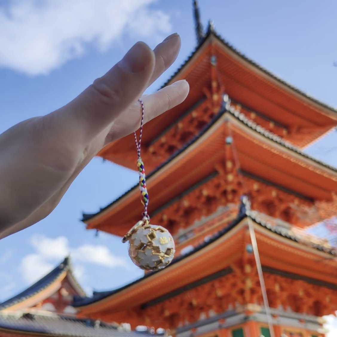 日本京都清水寺樱花铃铛日本代购樱铃日系挂件开運吊坠生肖水琴铃