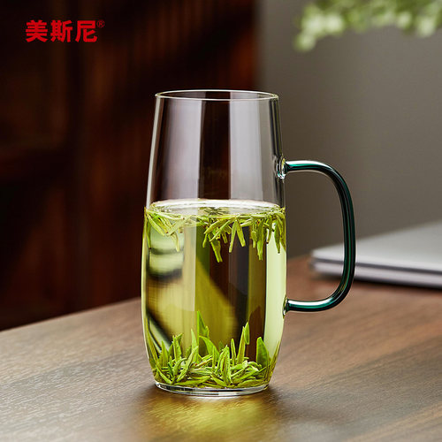 美斯尼玻璃绿茶杯家用喝水杯泡茶