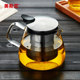 家用单壶带过滤玻璃烧水壶 加厚玻璃茶壶耐高温茶水分离泡茶壶套装