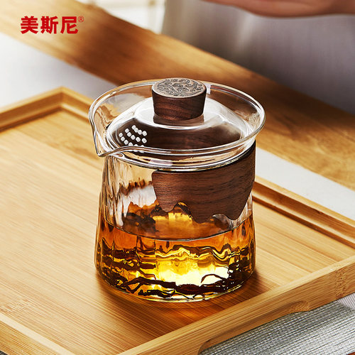 美斯尼玻璃盖碗防烫三才泡茶杯