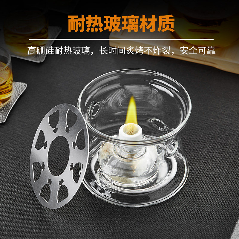 酒精炉煮茶壶家用玻璃保温加热底座耐高温酒精灯户外烧水壶煮茶炉