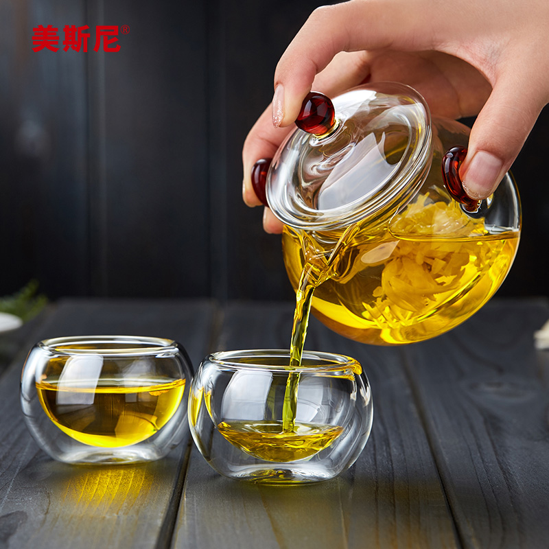 美斯尼小茶壶玻璃防烫手抓壶茶具