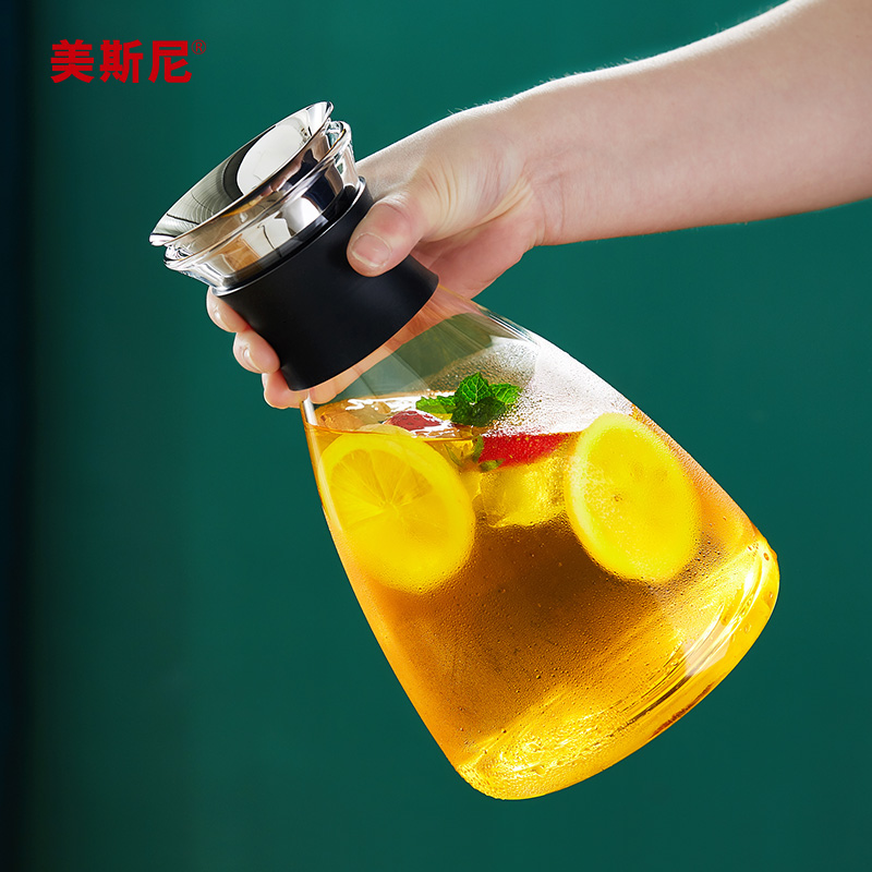 美斯尼玻璃水壶耐高温大容量水瓶