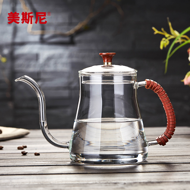 美斯尼手冲咖啡壶玻璃挂耳长嘴细口壶家用咖啡器具分享壶冲泡滤杯