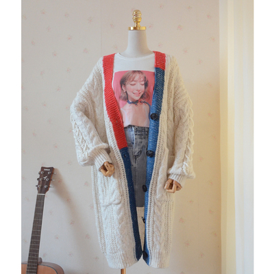 宽松慵懒风针织开衫外套棉线衣