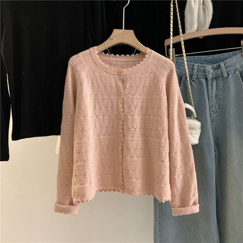 韩国订单薄款花边针织开衫外套女2025早春新品宽松短款显瘦上衣潮