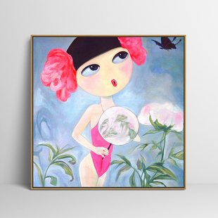 少女 油画布喷绘印刷人物挂画客厅卧室沙发背景装饰画有框画壁画