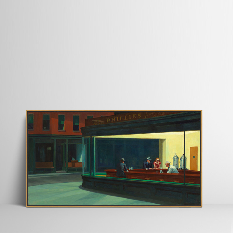 夜游者 霍普艺术印刷仿制油画客厅卧室沙发背景挂画装饰画有框画