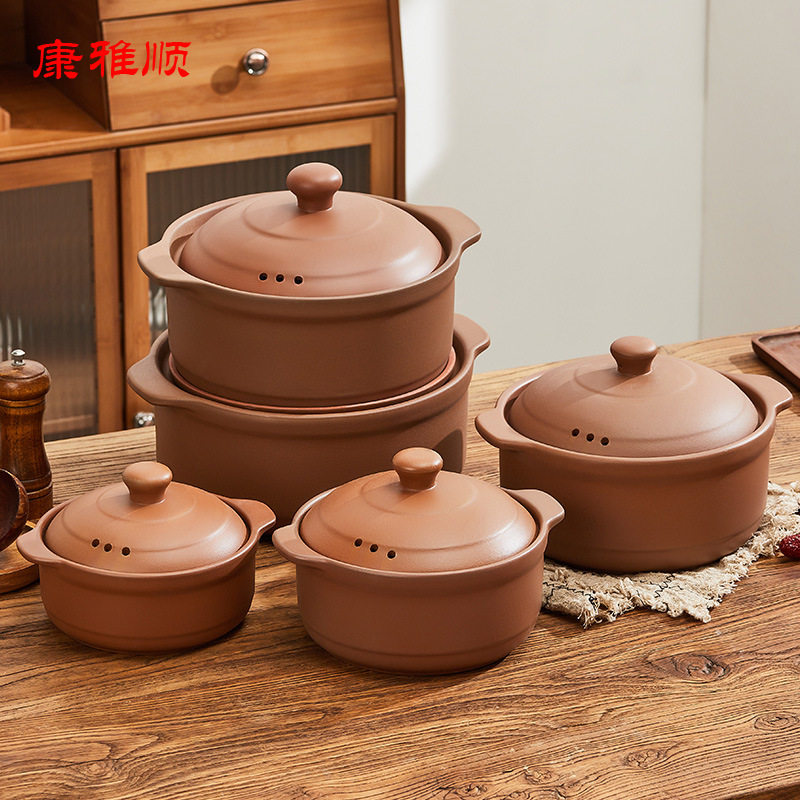 陶土砂锅煲汤3-4人煤气灶款陶瓷家用无釉明火沙锅耐高温汤锅包邮