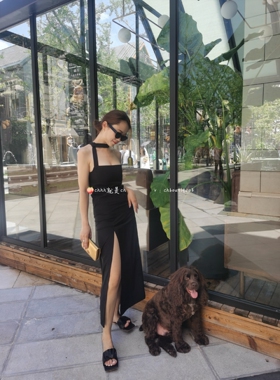 【chenyunmu】欧美吊带多穿开叉露背连衣裙 显瘦显身材