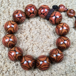 海南黄花梨蜘蛛纹瘤疤花水波108颗女佛珠男手串紫油梨鬼脸2.0对眼