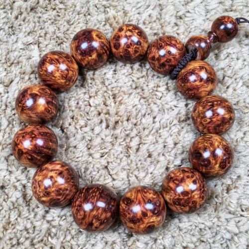 海南黄花梨紫油梨佛珠手串男女鬼脸对眼2.0蜘蛛纹瘤疤水波108颗