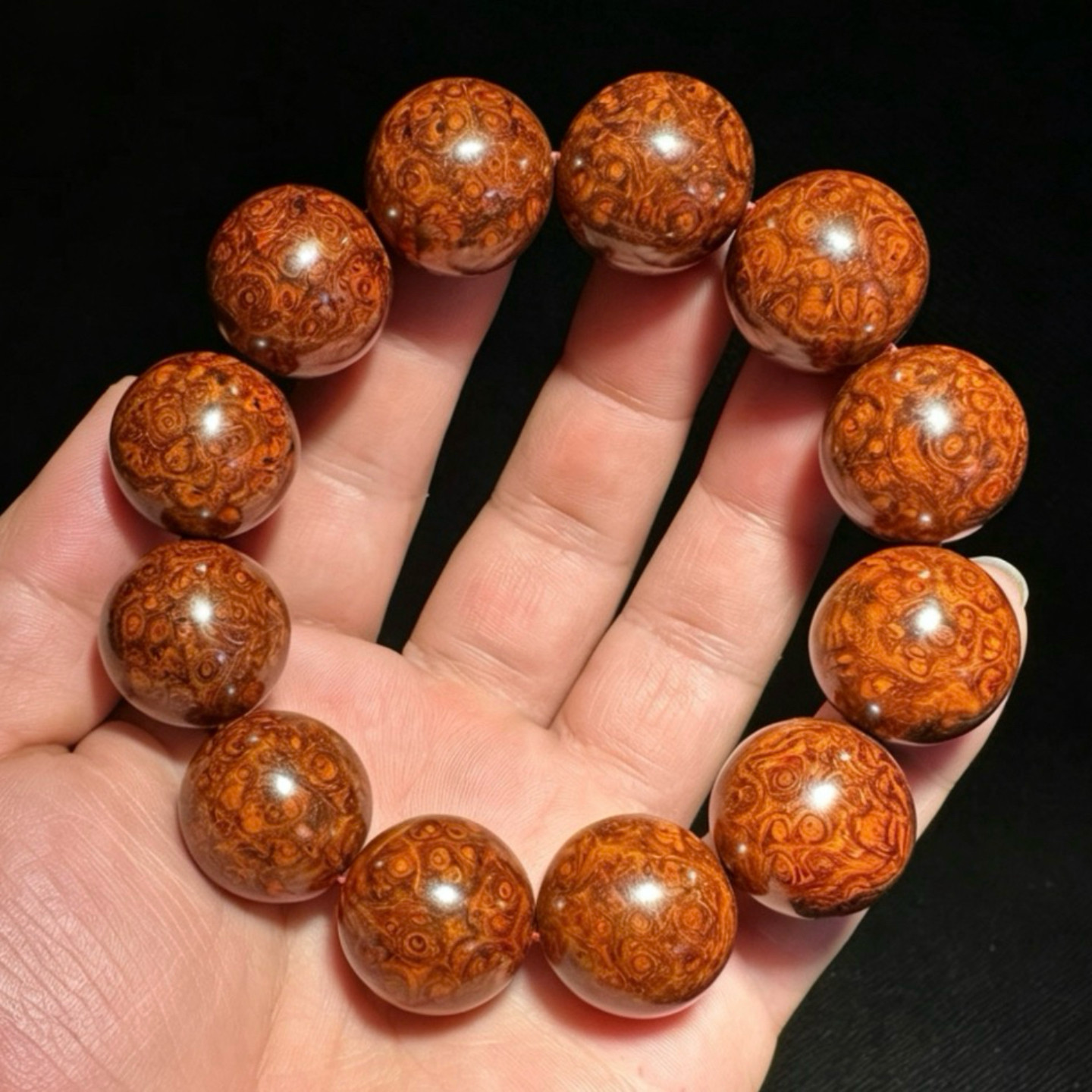 小叶紫檀文玩佛珠手串男2.0爆满金星手链水波瘤疤真品高端收藏级