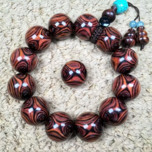 海南黄花梨紫油梨佛珠手串男鬼脸对眼2.0蜘蛛纹瘤疤老料水波108颗