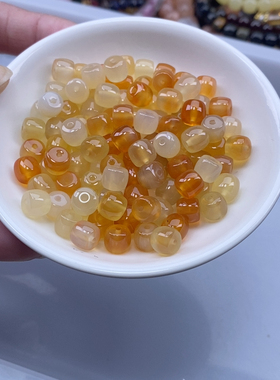 6x7mm天然糖果玉髓精工直切桶珠10个