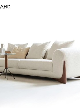 porada 日式侘寂风实木布艺沙发意式极简小户型客厅羊羔绒奶油风