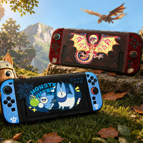 任天堂Switch2代保护壳怪物猎人限定主题NS2代硬壳摇杆帽